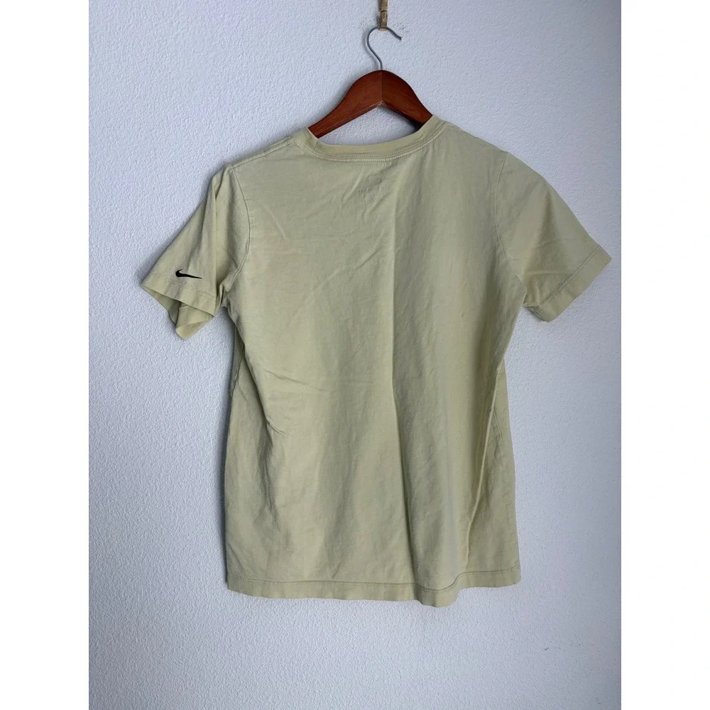 Nike Graphic T-Shirt Womens XS Pale Yellow Bubble Logo Short Sleeve Tee